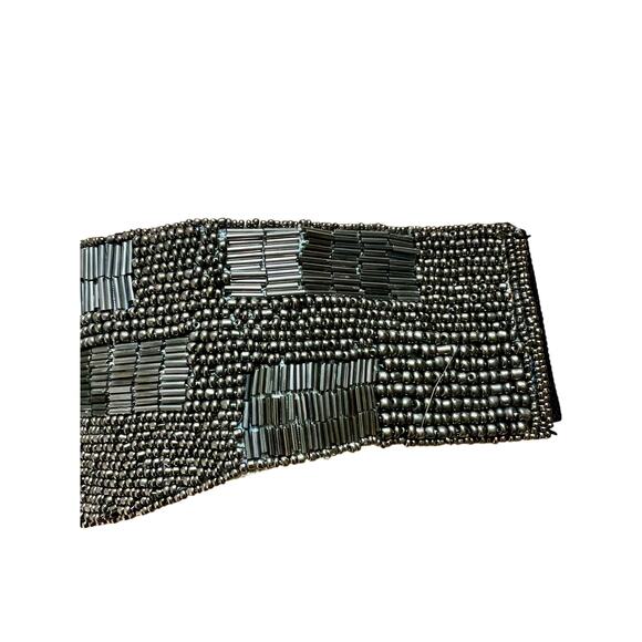 Vintage Metallic Beaded Statement Belt with Leather Backing Had Stretch 80s - Picture 4 of 8